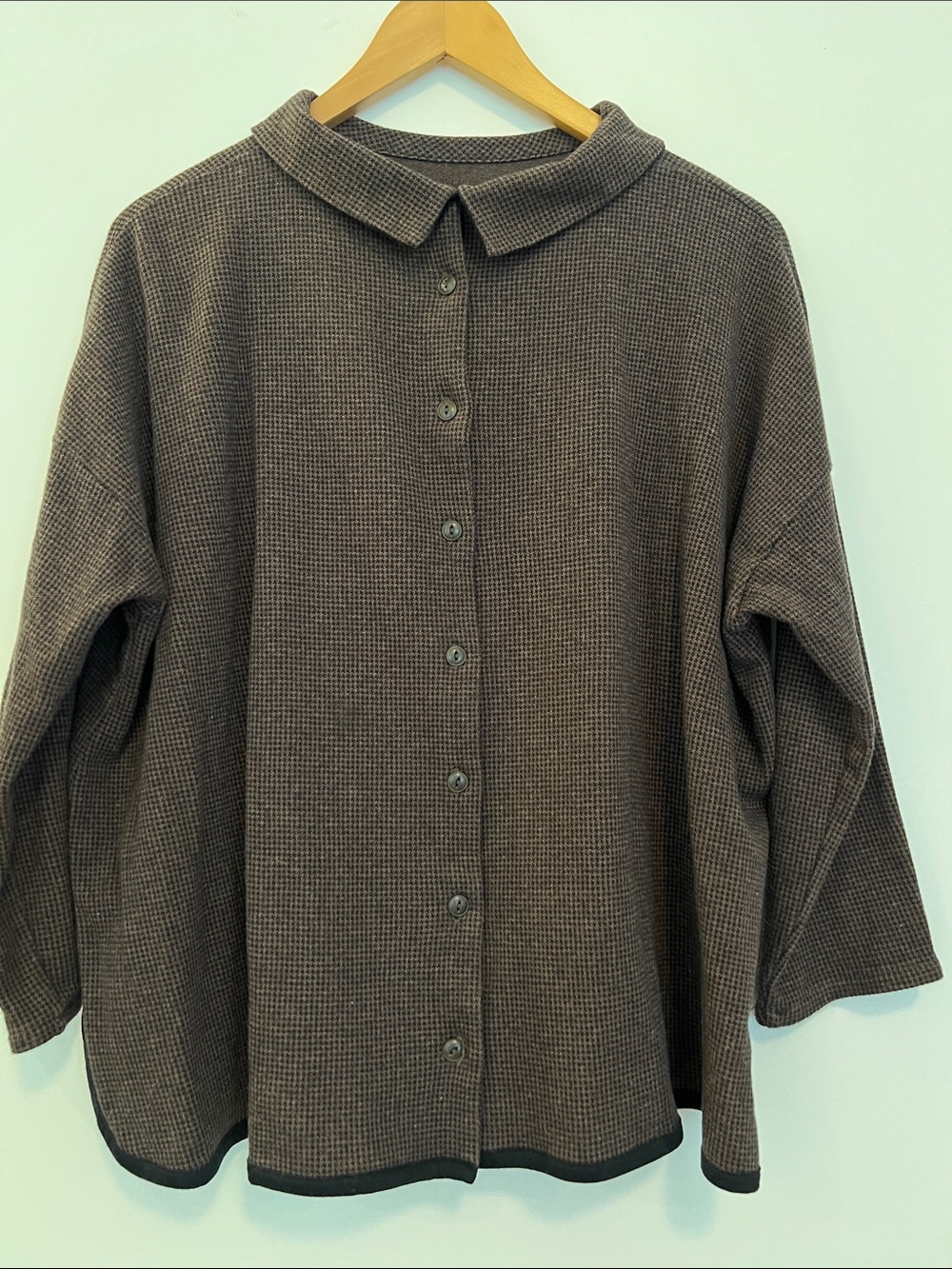 ADIEU TRISTESSE herringbone button down blouse / shirt / cardigan